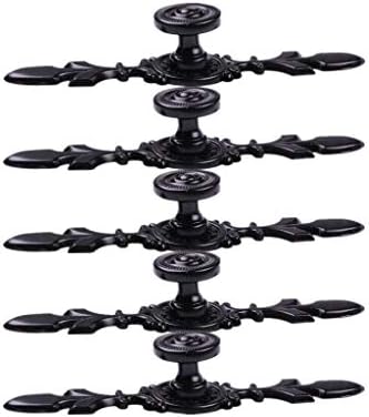Fvstar 5pcs 6.7” Cabinet Knobs Dresser Drawer Pulls Handles Vintage Kitchen Bedroom Bathroom Office Home Furniture Cupboard Hardware with Screws(Black,5pcs Large)