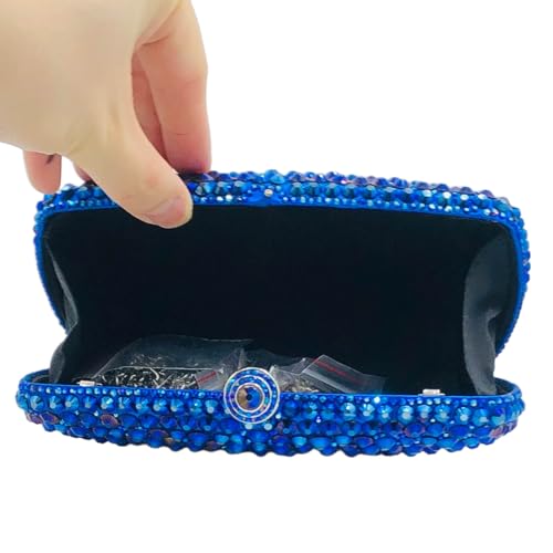 Image of Boutique De FGG Mini Crystal Clutch Purse for Women Formal, Spikes Rhinestone Clutch Evening Bag, Wedding Party Handbag