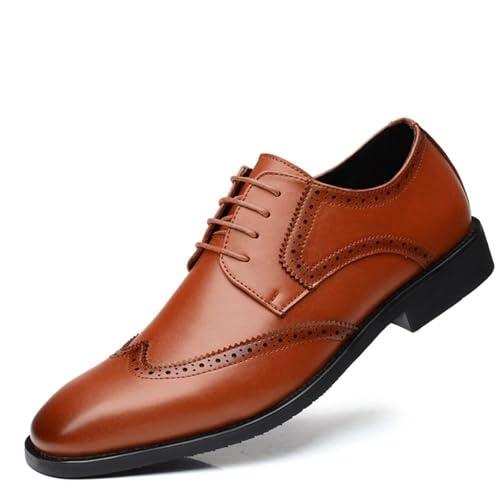 Formal Shoes for Men Lace Up Square Toe PU Leather Cap Toe Shoes Leather Formal Business Oxford Shoes Genuine Leather Dress Formal Shoes for Men