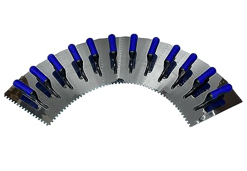 Cazzuola dentata in acciaio inox con impugnatura morbida, 6 – 8 – 10 – 12 mm, spatola dentata da 12 mm