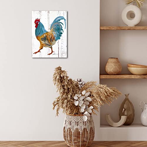 Rooster Kitchen Canvas Wall Art: Rustic Farmhouse Painting Poster - Chicken Artwork Decoration For Home Living Room Bedroom, Framed Picture Prints Decor Ready To Hang (10"X 15") #TOP3