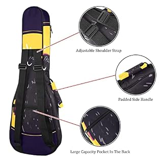 Housse pour ukulélé loup bleu marine 10 mm rembourrage épais 53,3 cm sac de transport pour ukulélé avec sangles… – Image 3