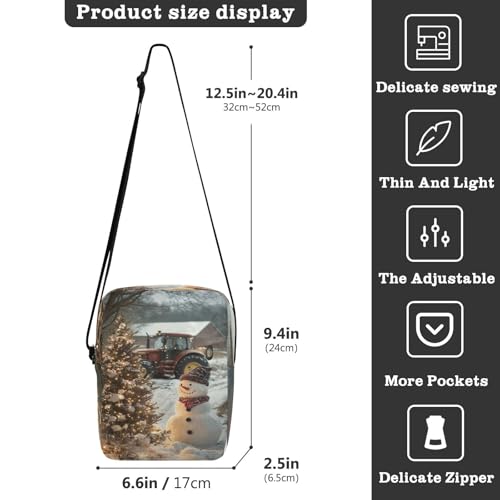 Crossbody Bag Christmas Snowman Winter Messenger Bag for Women Men Purse Shoulder Bag Satchel Bag with Adjustable Strap 202b68363