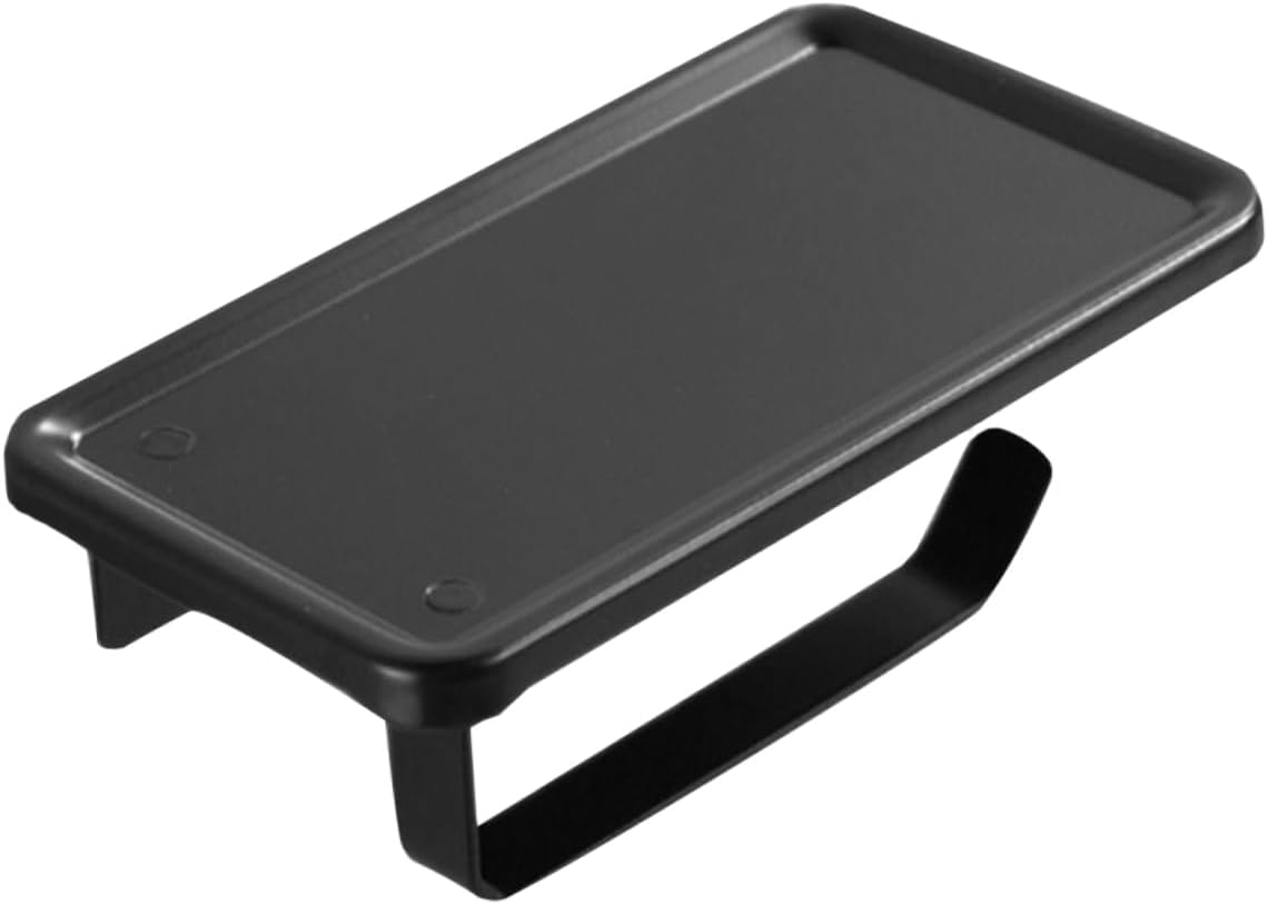 Black Wall - Mounted Toilet Paper Holder with Shelf, Bathroom Tissue Roll Holder for RV/Camper/Home Decor