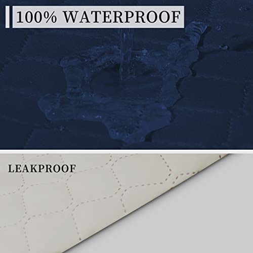 Issuntex Double Protection 100% Waterproof Loveseat Sofa Covers For Living Room, Couch Covers For 2 Cushion Couch Sofa, Reversible Furniture Protector Sofa Cover For Dogs (Loveseat, Navy/Ivory) #TOP2