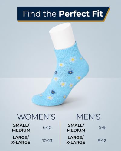 Image of Pembrook Ankle Diabetic Socks for Women & Men | 6 Pairs | Wide Non Binding Socks Quarter Length | Edema Neuropathy Socks