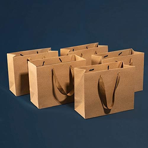 PandaHall 10 Pack Kraft Paper Gift Bags, 22x18x10cm Paper Bags with Handles, Shopping Bags, Party Bags, Retail Handle Bags, Merchandise Bags, Wedding Party Bags