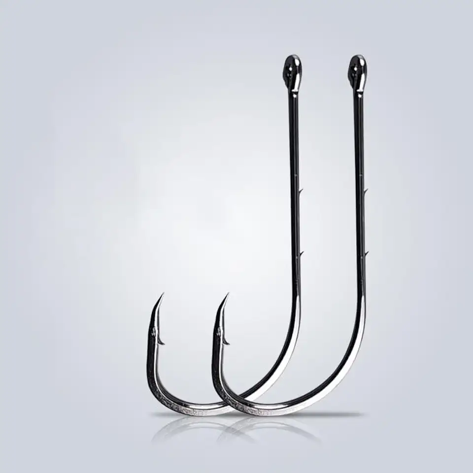 100 peças de anzóis de pesca, anzóis de pesca de água doce e salgada de aço de alto carbono forte