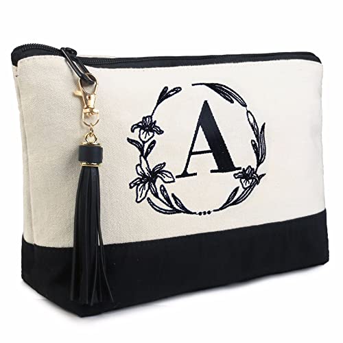 Beegreen Personalized Gifts For Women Unique Birthday Gifts For Mother Teachers Friends Embroidery Cosmetic Bag With Inner Pocket Toiletry Bag Letter A #TOP5