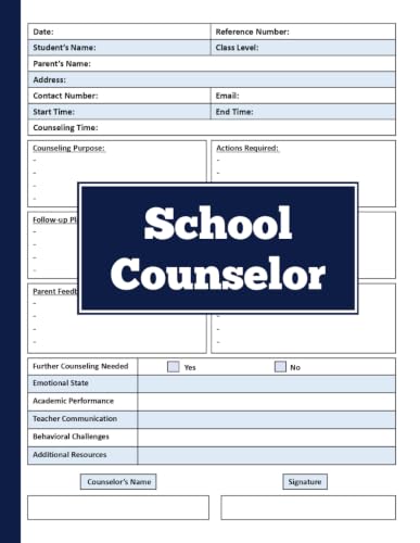 School Counselor Log Book: Counselor Organizer and Daily Record Keeper for Student Counseling Session, school counseling tools, school counseling, ... organizer, college counselor organizer.