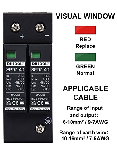 DIHOOL pv solar überspannungsschutz, überspannungsableiter typ 2, DC 48V Haus-Überspannungsschutz Blitzschutz