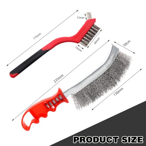 Conjunto de 2 escovas de arame, escovas de arranhões, escova de grelha, remoção de ferrugem, ferrame