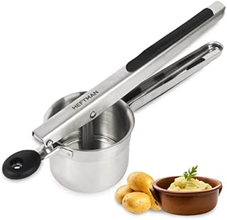 HEFTMAN Potato Masher - Potato Ricer Stainless Steel with Ergonomic Silicone Handles, Heavy Duty Food Press, Multifunctional Ricer for Mashed Potatoes, Puree, Fruit & Vegetables (Dishwasher Safe)