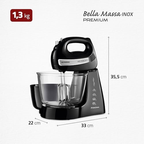 Batedeira Bella Massa, Mondial, Preto/Inox, 500W, 220V - B-23 NP