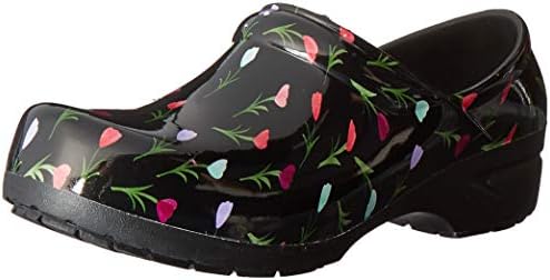 Anywear womens Srangel clogs and mules shoes, Multi Tulips, Black, 9 US
