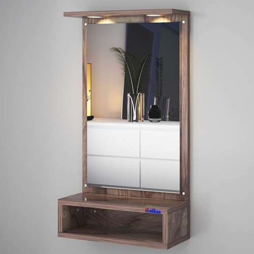Image of Anikaa Jinny LED Light Wall Hanging Dressing Mirror Home Decor Wall Mirror Decorative Wall Mirror for Living Room Bedroom - Coachwood (D.I.Y - Do-It-Yourself)
