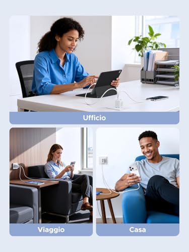UGREEN Zapix Caricatore USB C 30W Alimentatore iPhone a 3 porte (2C+1A) GaN II Caricabatteria Carica Rapida PD Compatibile con iphone 17 Pro Max Air 16 15 Galaxy S25 S24 Google Pixel 10 9 8 (Bianco) - Immagine 4