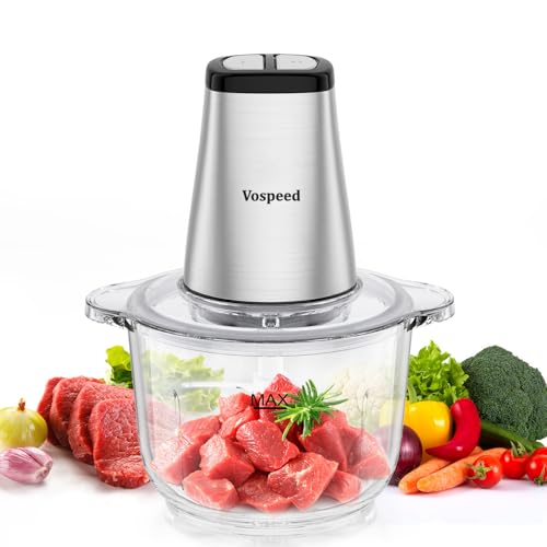 Vospeed 2L 500W Mini Chopper & Electric Food Processors, Vegetable Food Chopper with 2 Speed...