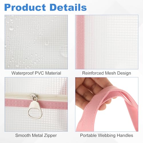 Image of 6 Pack A3 Project Bag for Quilting Craft Storage for Quilters, Clear Mesh Sewing Bag with Zipper Handles & Pockets, Tote Needlepoint Bags for Quilting Knitting Stitching Artworks Embroidery