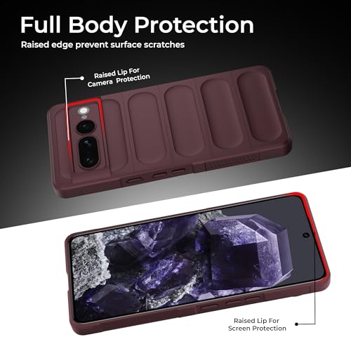 Image of A rtistque Liquid Silicone Stripes Back Cover Case for Google Pixel 7 Pro | with Camera Protection | with Inner Fabric | Anti Slip Grip | AirBag Case - Maroon