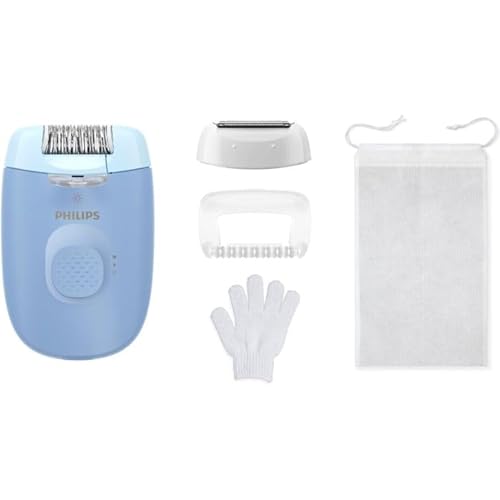 Philips Epilator Series 4000 Bre247/00, 2 Velocità, Luce Led, Blu