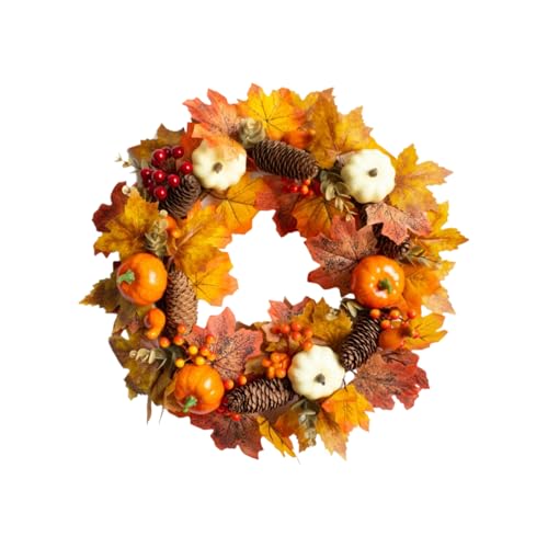 Yulokdwi Corona de Hojas de Arce, Coronas de Otoño para Puerta Principal Exterior, Guirnalda Decorativa Interior para Halloween y en Ventana Pared Chimenea, Accesorios para Hogar Thanksgiving