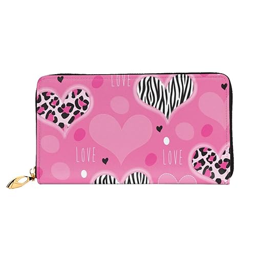 Portefeuille en cuir zippé Cœur Rose : mini pochette monnaie sécurisée pour homme et femme