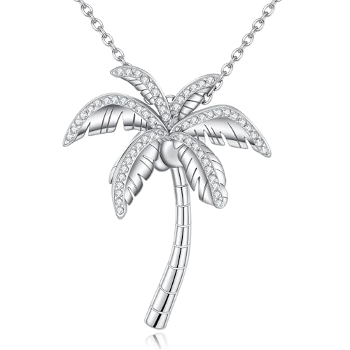 Palm Tree Necklace 925 Sterling Silver Palm Tree Necklaces for Women Tropical Beach Jewelry Gifts for Women