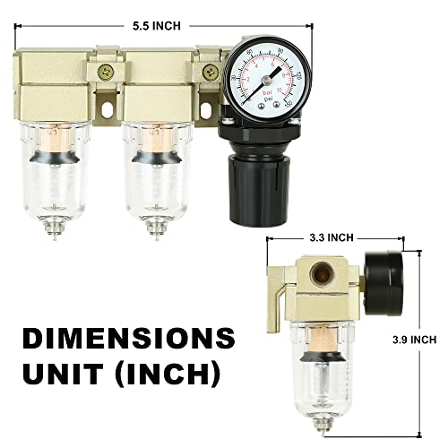 Perslucht waterafscheider drukregelaar voor compressor, 1/4 inch filter