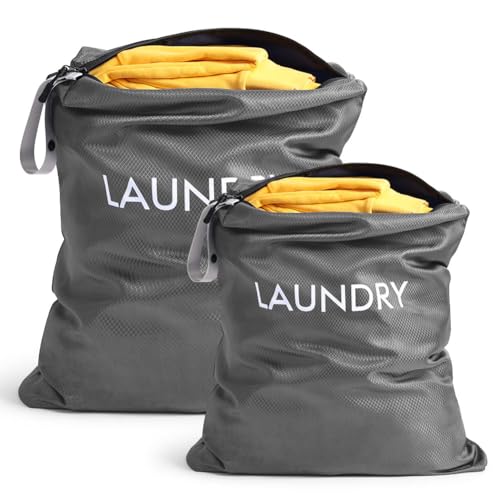 AOOTE Wäschesack Reise, 2 Pack Wasserdichte Reise Wäschebeutel mit Reißverschluss, Laundry Bag, Schmutzwäschebeutel Reise, 2 Größen Faltbarer Schmutzwäschebeutel für Camping und Reisen
