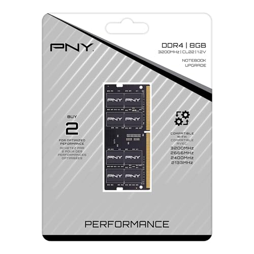 Image of PNY Performance 8GB DDR4 DRAM 3200MHz (PC4-25600) CL22 (Compatible with 2933MHz, 2666MHz, 2400MHz or 2133MHz) 1.2V Notebook /Laptop (SODIMM) Computer Memory Kit - MN8GSD43200-TB