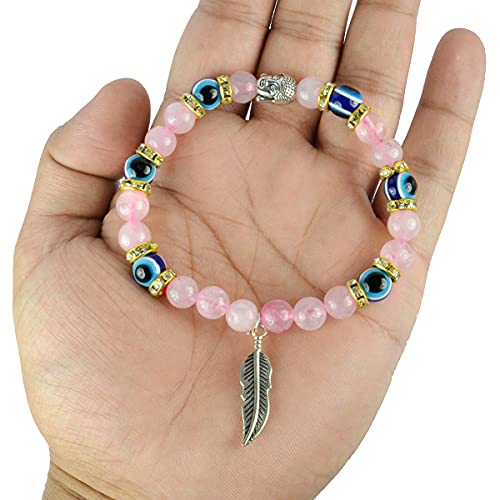 Image of Reiki Crystal Products Natural Crystal Stone 8 mm Round Bead Bracelet for Men & Women | Stretchable Gemstone Bracelet for Meditation, Yoga, Reiki & Daily Wear