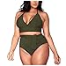 CCOOfhhc Set bikini da donna grande, costume da bagno per donna, con push up, bikini, imbottito, a triangolo, sexy, alla moda da spiaggia, a vita alta, elegante, A Green, XL