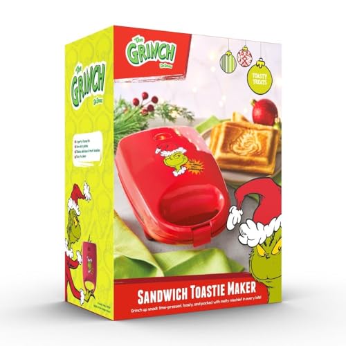 The Grinch from Daewoo Electricals UK Sandwich Toastie Maker, Non-Stick Plates, Red, Locking Handle, 22.3 x 15.5 x 9.3 cm, 1kg
