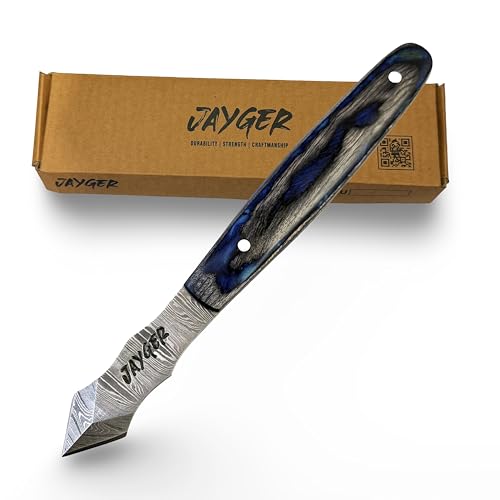 Marking Knife Long Neck Thin Blade Scribing Tool with Dual Grooves for Woodworking | Damascus Steel Double-Beveled Blade for Precision Wood Carving & Fine Line Marking in Narrow Grooves