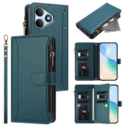 Flip �P�[�X�J�o�[ �Ή��@�� for Realme Note 80 4G �������[�h�y9�J�[�h�X���b�g�z�y�f���A���z���_�[�z�y�t�@�X�i�[�E�H���b�g�z�y�}�O�l�b�g�N���X�v�z�X�^���h Green
