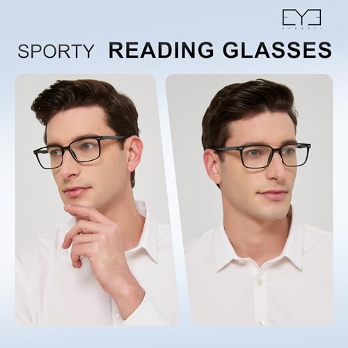 EYEREZI Reading Glasses for Men Square Lightweight TR90 Frame mens Accessories Computer Anti Blue Light Blocking Readers with Spring Hinge,1.5x Black — view 3