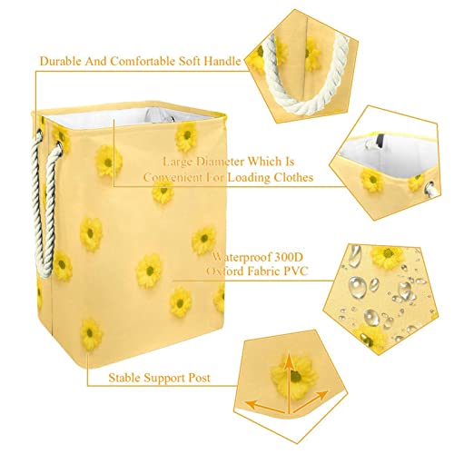 Laundry Hamper Large Personalized Laundry Baskets With Handles, Storage Clothes In Bedroom, Bathroom, Dorm Daisy Yellow #TOP4