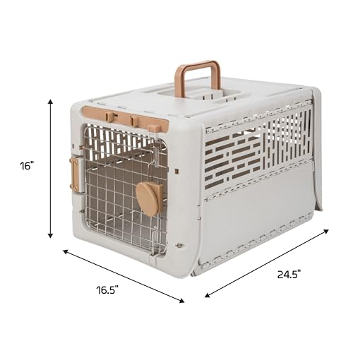 image for SportPet Designs Collapsible Small Pet Travel Carrier (Tan), Hard-Side