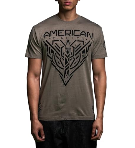 American Fighter Men's T-Shirt, Grapgic Design, Short Sleeve (US, Alpha, 3X-Large, Regular, Regular, Desert Taupe (Rutherford))