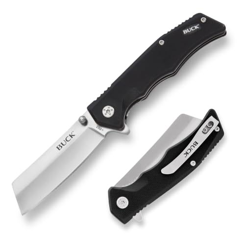 Buck Knives 252 Trunk EDC Pocket Knife, Cleaver Blade, Black, 3.1 oz