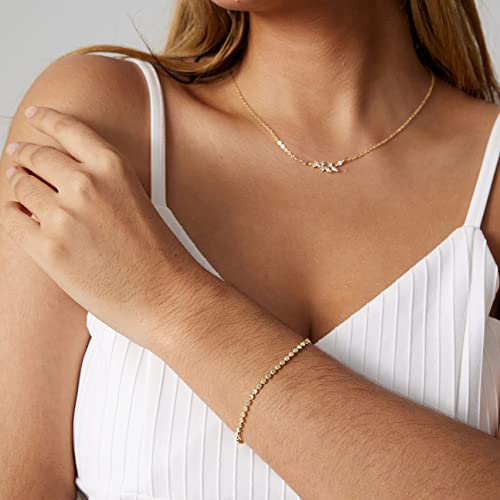 Kyerlyn 14K Gold Plated Handmade Dainty Dot Bracelet Cute Thin Everyday Bracelets for Women Men Size 6.5"+2" Extender4