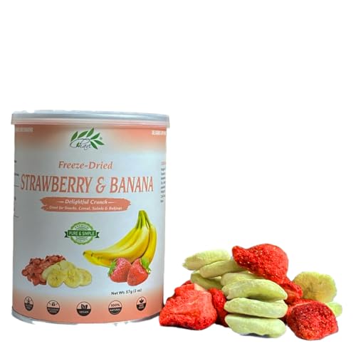 Image of CHAVI Freeze-Dried Strawberry Banana | Healthy Superfood | No Added Sugars or Preservatives | Non-GMO, Vegan, Gluten-Free | Long Shelf Life | 2 oz Can