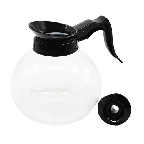 1 Pack Glass Coffee Decanter 64oz 1.8L 12 Cup (Black Regular), Laboratory Grade SHATTER-RESISTANT High Borosilicate Glass Body for Brewer Cafe Restaurant & Bar - Thumbnail 3