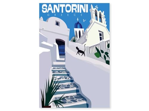 Hexoa Tableau Santorini - Made in France - Toile imprimée 40x60