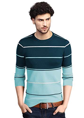 Image of EYEBOGLER Men's Regular Fit Striped Round Neck T-Shirt