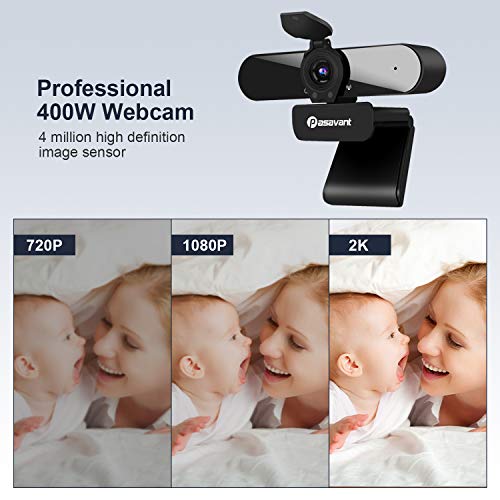 Pasavant 2021 Webcam with Microphone Webcam Cover, 2K Webcam USB Web Camera PC Webcam Comes with a Free Stable Tripod for Live Video,Conferencing,Teaching,Recording,Streaming and Gaming by Pasavant - Image 2