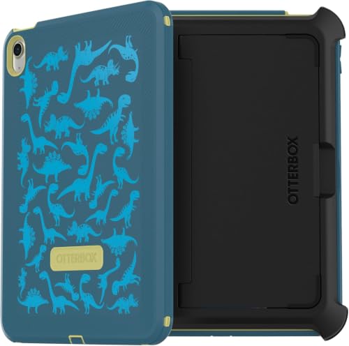 Image of OtterBox iPad (A16) & iPad 10th Gen (Only) Defender Series Case - Roar & Explore (Blue) - Multi-Layer Protection - Four Position Stand - Built-in Screen Protector - Port Covers - Apple Pencil Storage