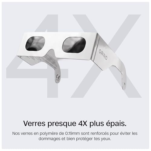 ORRO Lunettes d’éclipse solaire 45 mm, Lot de 2/6/12, Blanches, S’adaptent par-dessus les lunettes de vue, Protection oculaire certifiée, Testées EN ISO 12312-2:2015, Marquage CE - Coupe Edge – vue 5