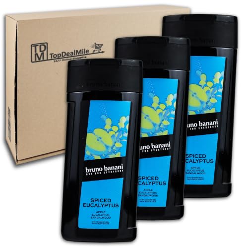 Shower Gel Bruno Banani Spiced Eucalyptus pack de 3 unidades de 250 ml para higiene diaria